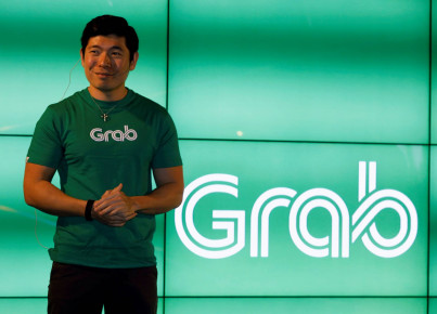 FILE PHOTO: Grab's CEO Anthony Tan speaks during Grab's fifth anniversary news conference in Singapore