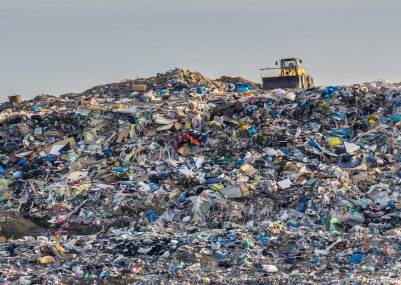 Pollution concept. Garbage pile in trash dump or landfill.
